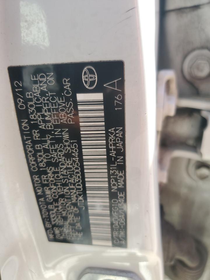 2013 Toyota Yaris VIN: JTDKTUD35DD544651 Lot: 84893585