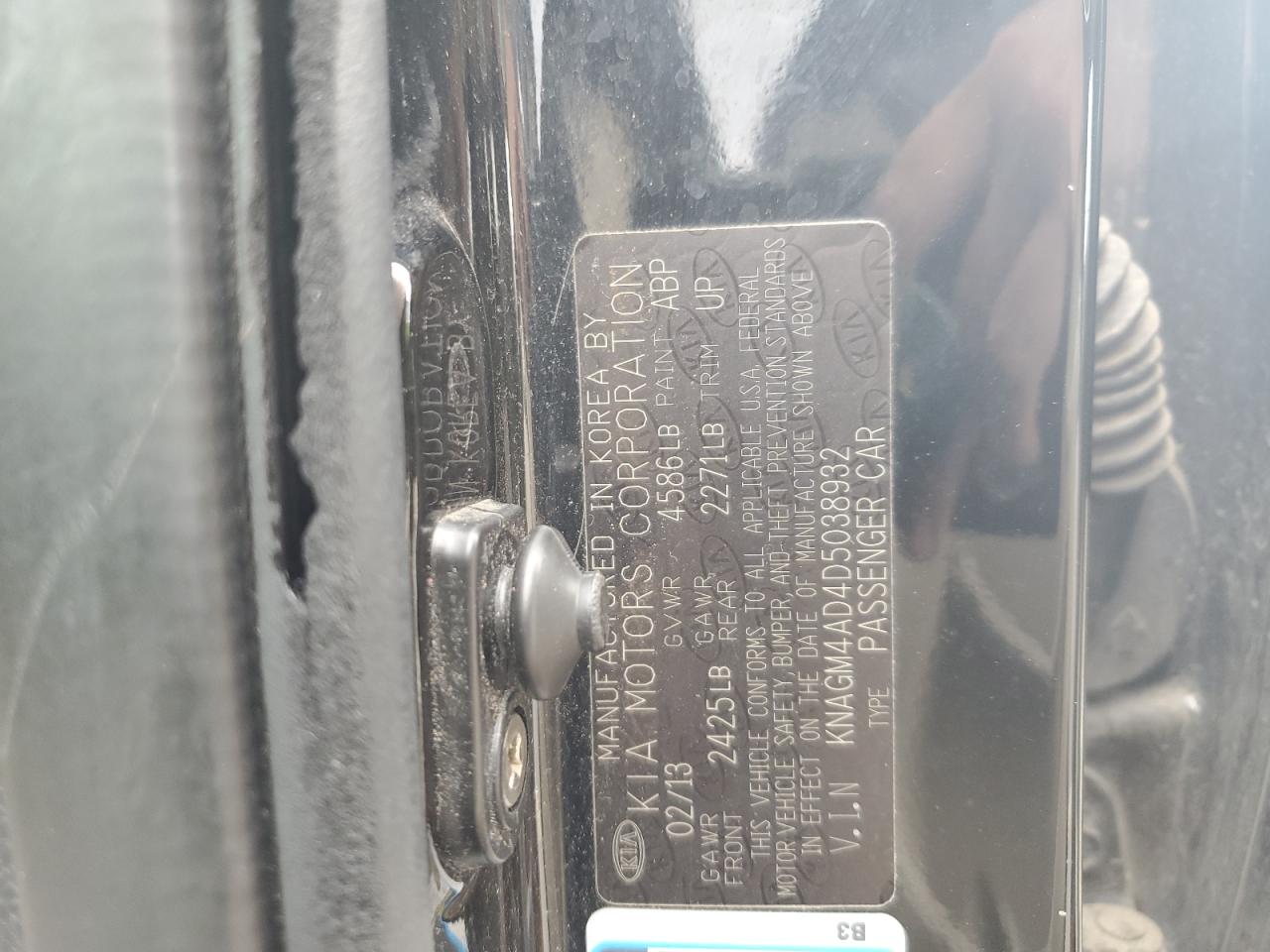 2013 Kia Optima Hybrid VIN: KNAGM4AD4D5038932 Lot: 84918085