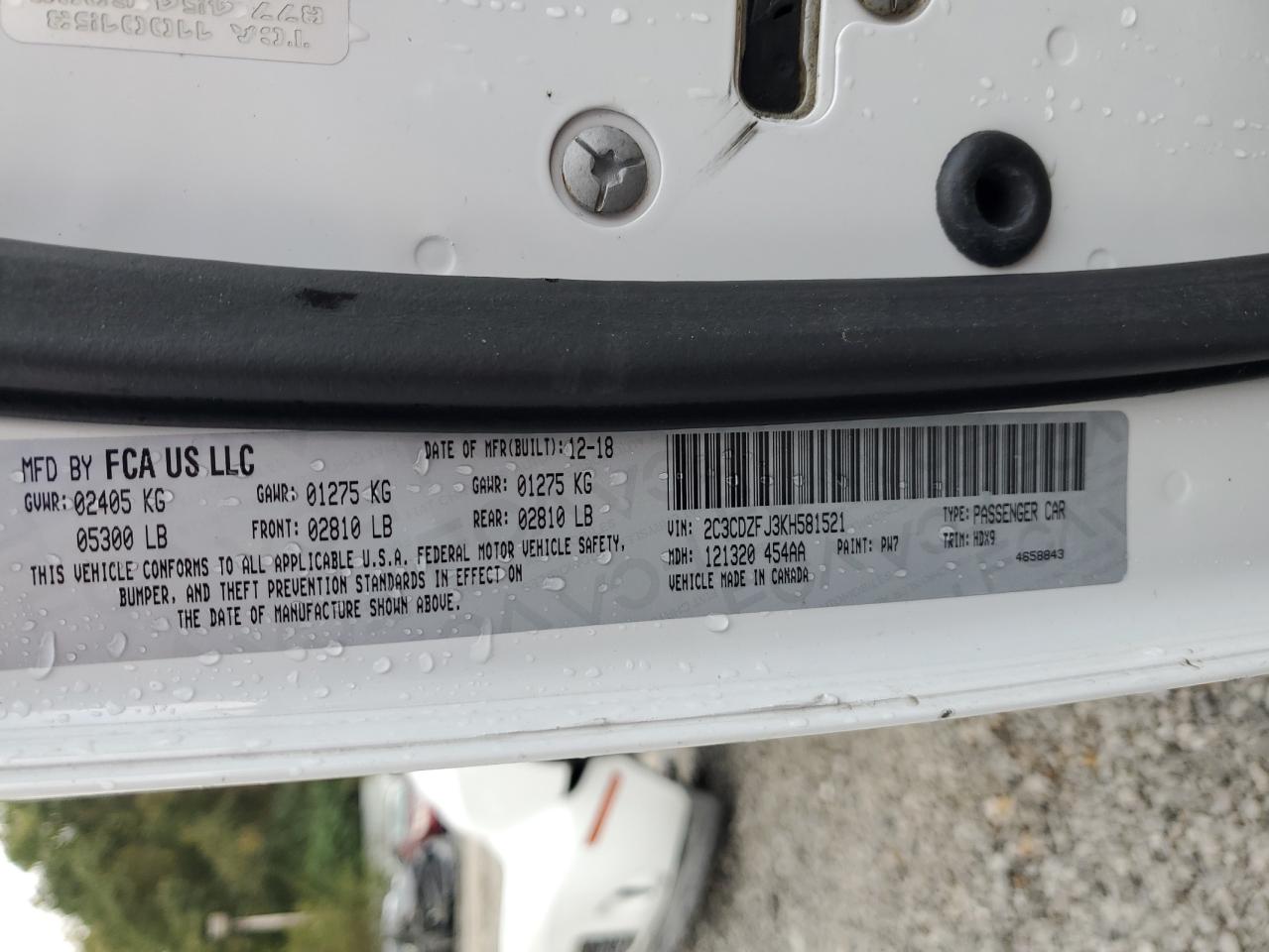 2019 Dodge Challenger R/T Scat Pack VIN: 2C3CDZFJ3KH581521 Lot: 89578235