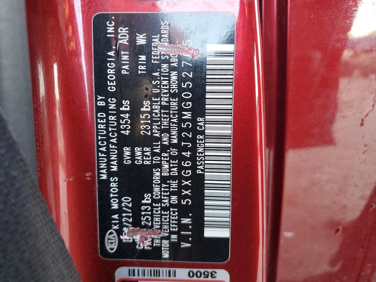 2021 Kia K5 Gt Line VIN: 5XXG64J25MG052765 Lot: 89723335