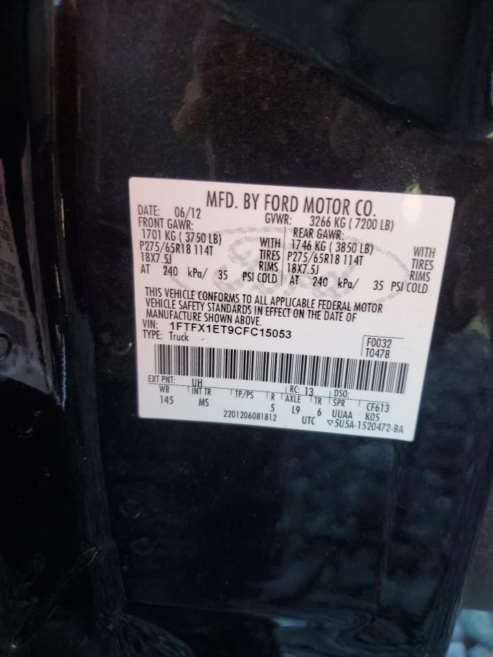 2012 Ford F150 Super Cab VIN: 1FTFX1ET9CFC15053 Lot: 82752585