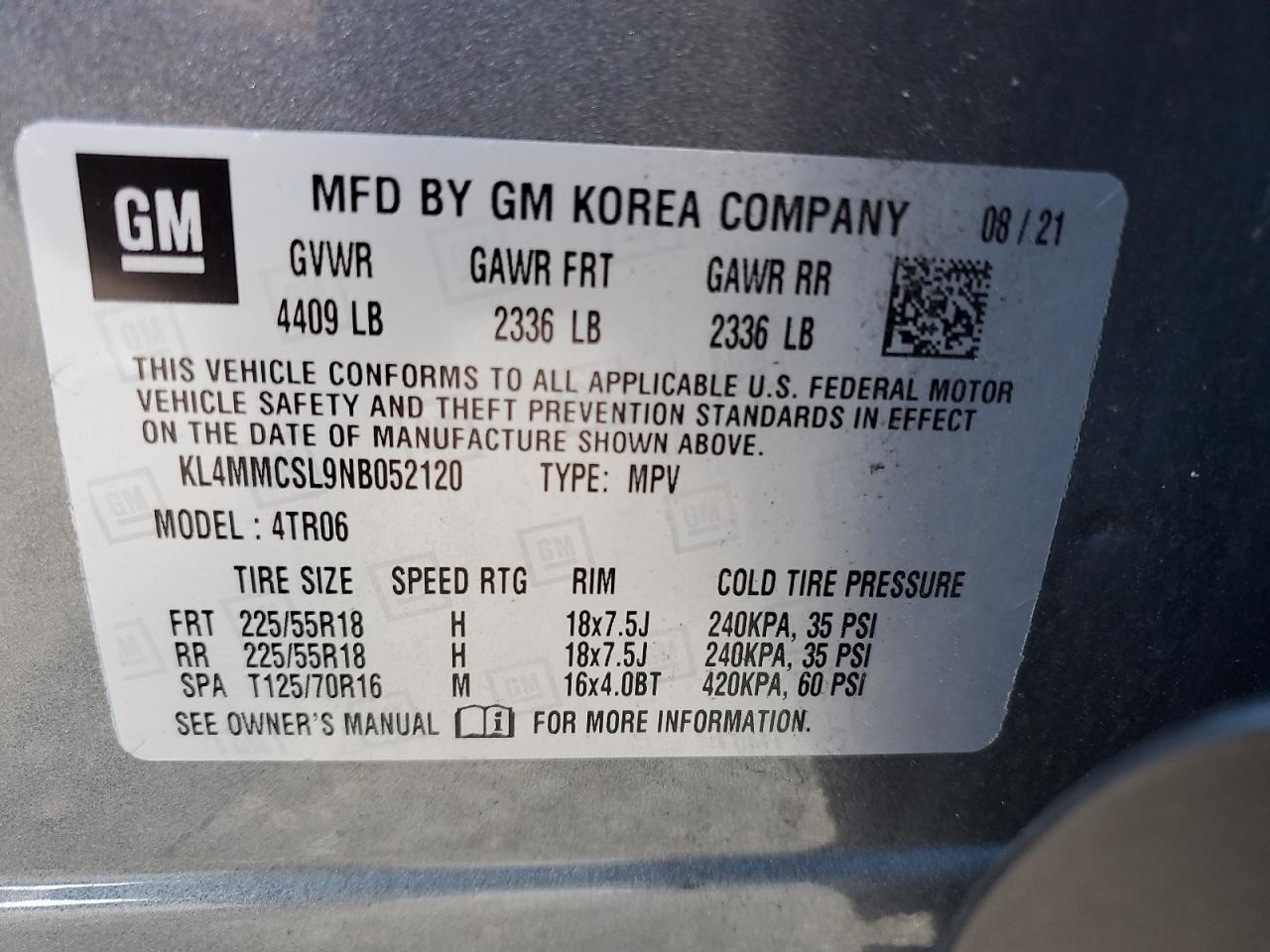 2022 Buick Encore Gx Preferred VIN: KL4MMCSL9NB052120 Lot: 82339585