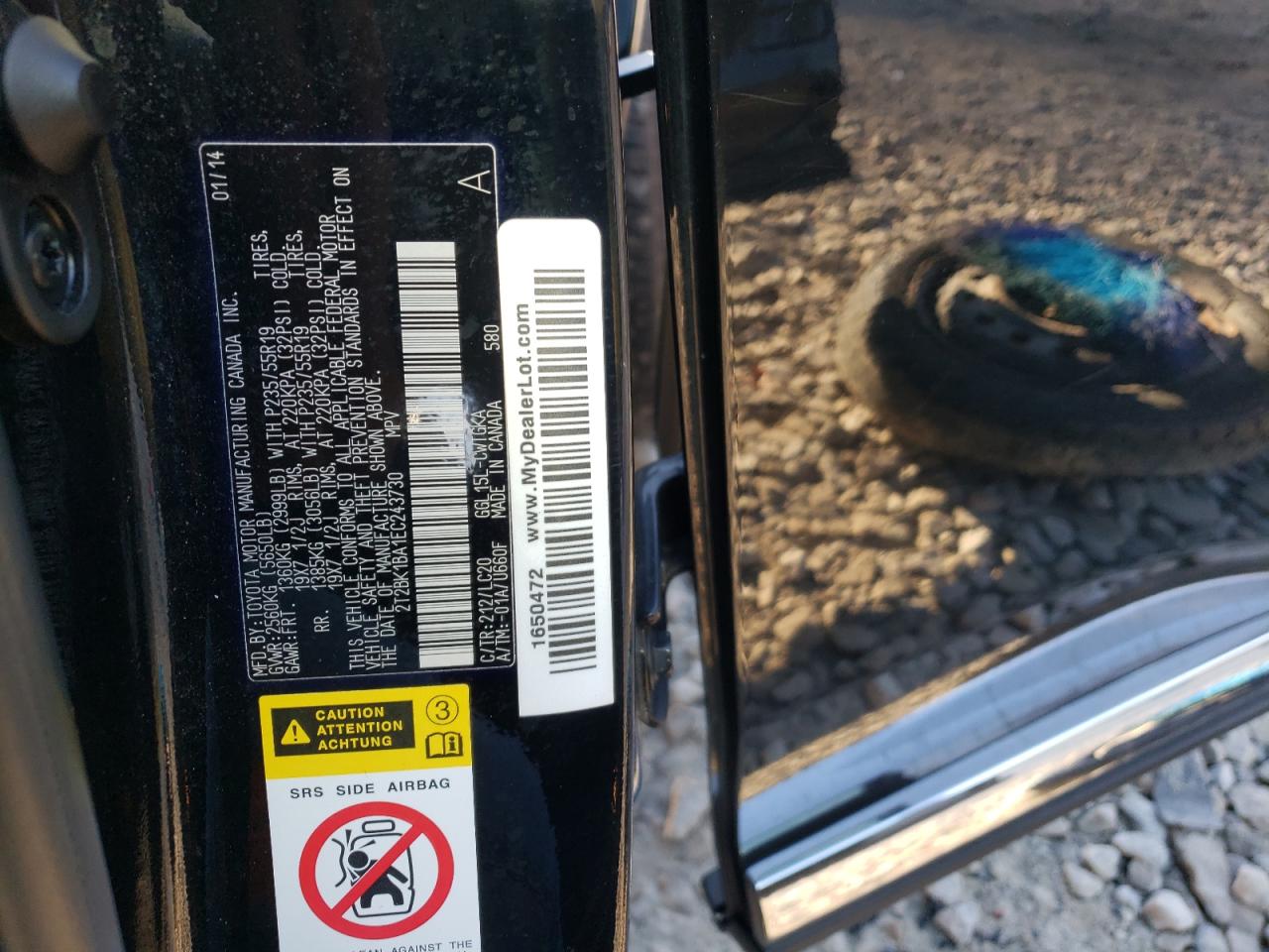 2014 Lexus Rx 350 Base VIN: 2T2BK1BA1EC243730 Lot: 86871365