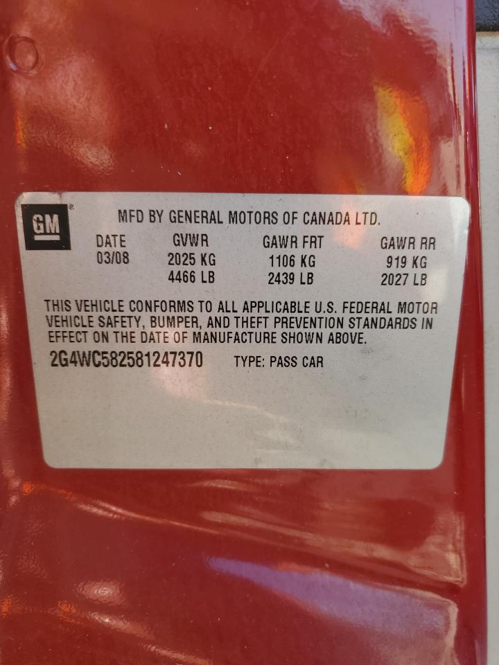 2008 Buick Lacrosse Cx VIN: 2G4WC582581247370 Lot: 81978045