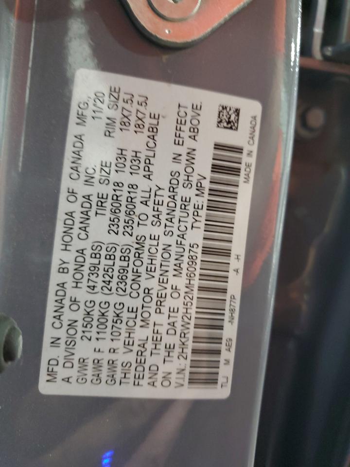 2021 Honda Cr-V Ex VIN: 2HKRW2H52MH609875 Lot: 84620695