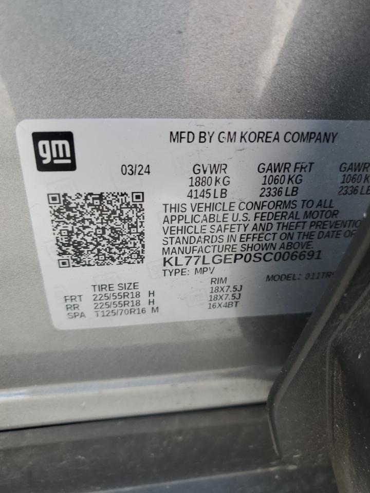 2025 Chevrolet Trax 1Rs VIN: KL77LGEP0SC006691 Lot: 86065175