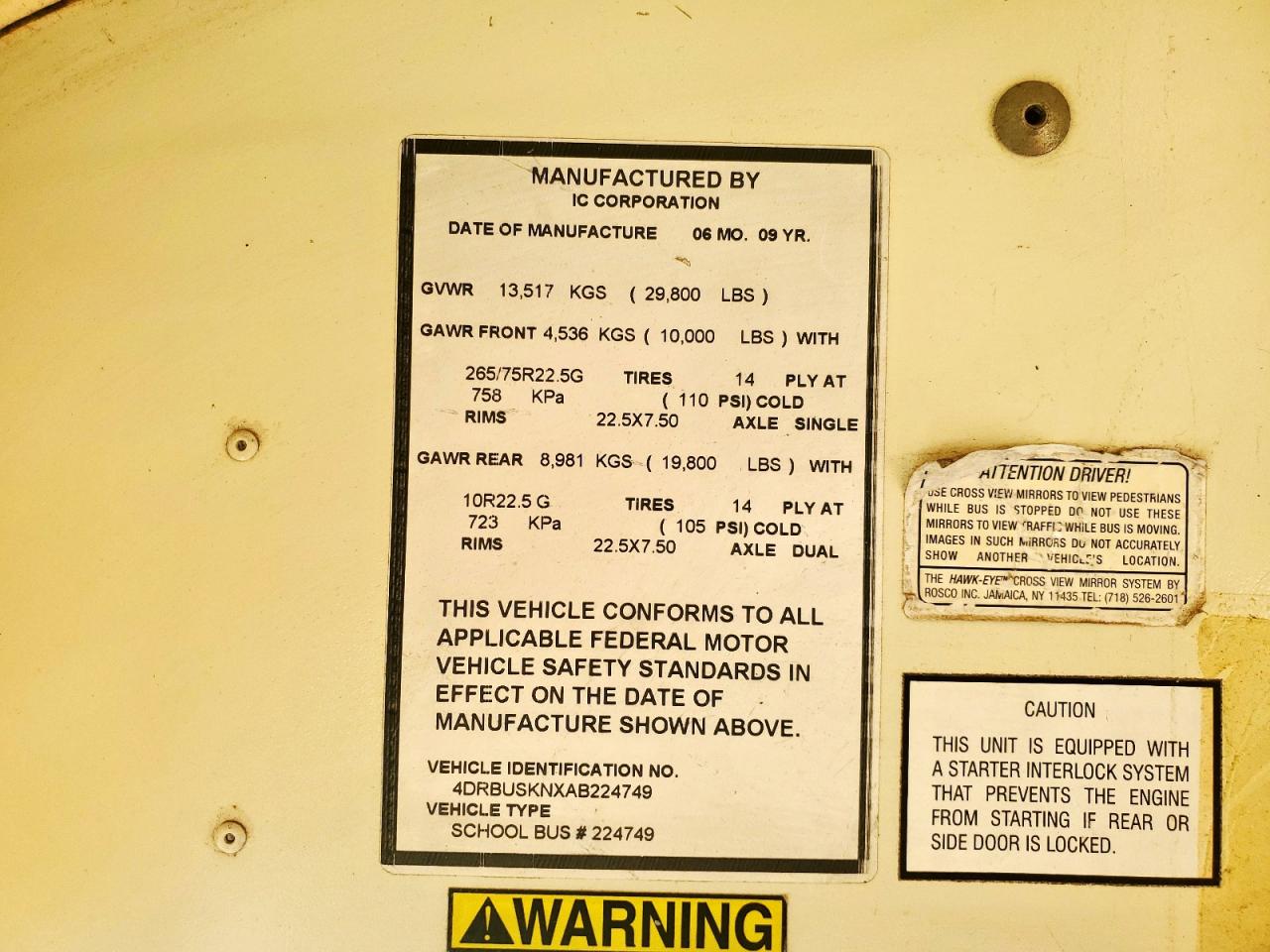 2010 Ic Corporation 3000 Ce - School Bus VIN: 4DRBUSKNXAB224749 Lot: 86132065