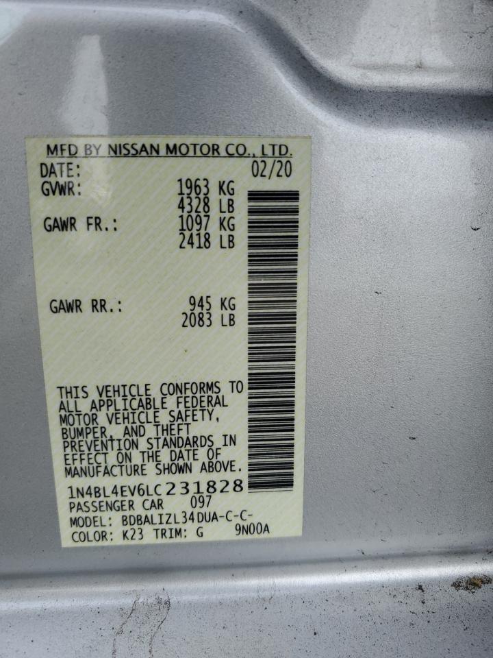 2020 Nissan Altima Sl VIN: 1N4BL4EV6LC231828 Lot: 84057205