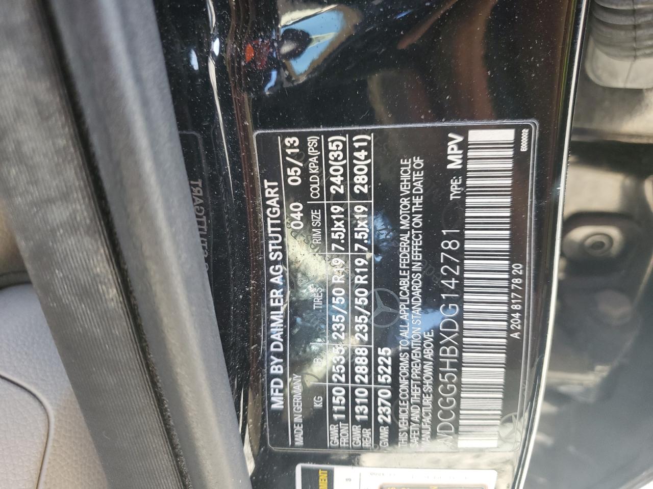 2013 Mercedes-Benz Glk 350 VIN: WDCGG5HBXDG142781 Lot: 89812675