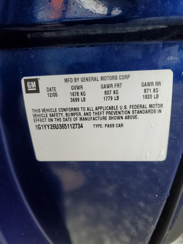 2006 Chevrolet Corvette VIN: 1G1YY26U365112734 Lot: 84778535