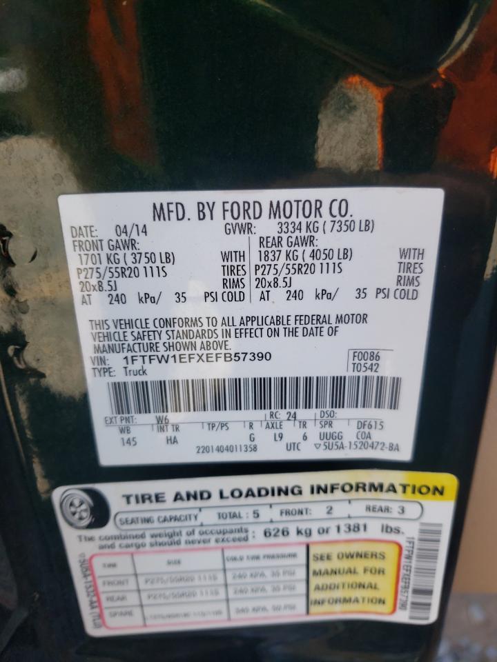 2014 Ford F150 Supercrew VIN: 1FTFW1EFXEFB57390 Lot: 87195315