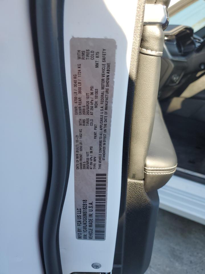 2021 Jeep Grand Cherokee L Overland VIN: 1C4RJKDG6M8182818 Lot: 86234665