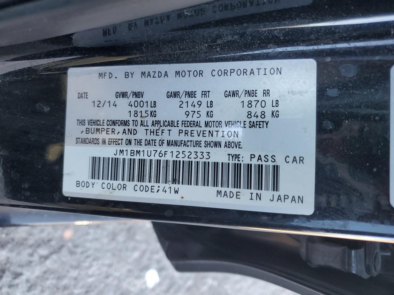 2015 Mazda 3 Sport VIN: JM1BM1U76F1252333 Lot: 87082795