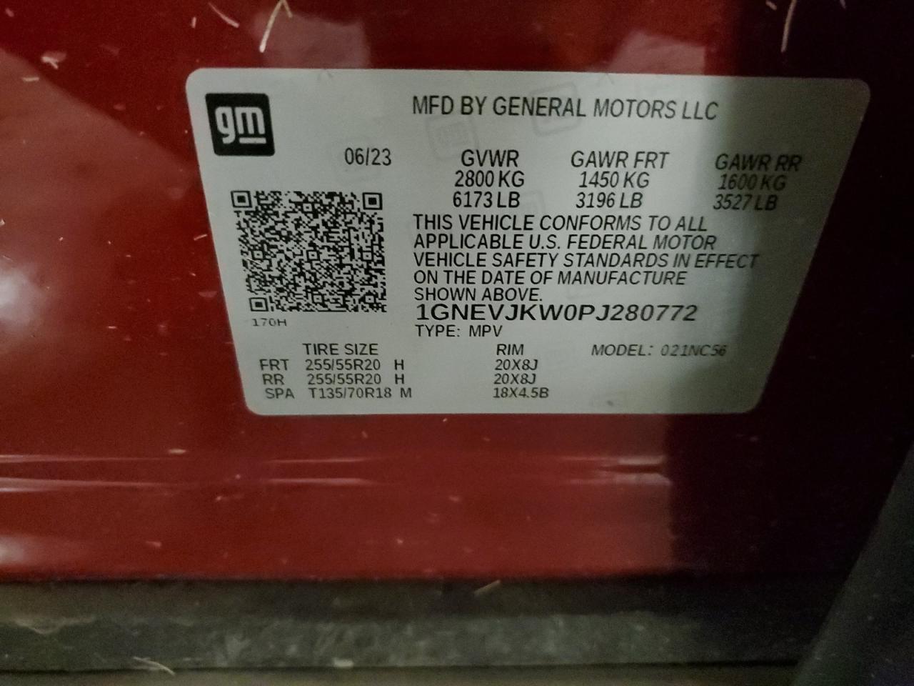 2023 Chevrolet Traverse Rs VIN: 1GNEVJKW0PJ280772 Lot: 85322335