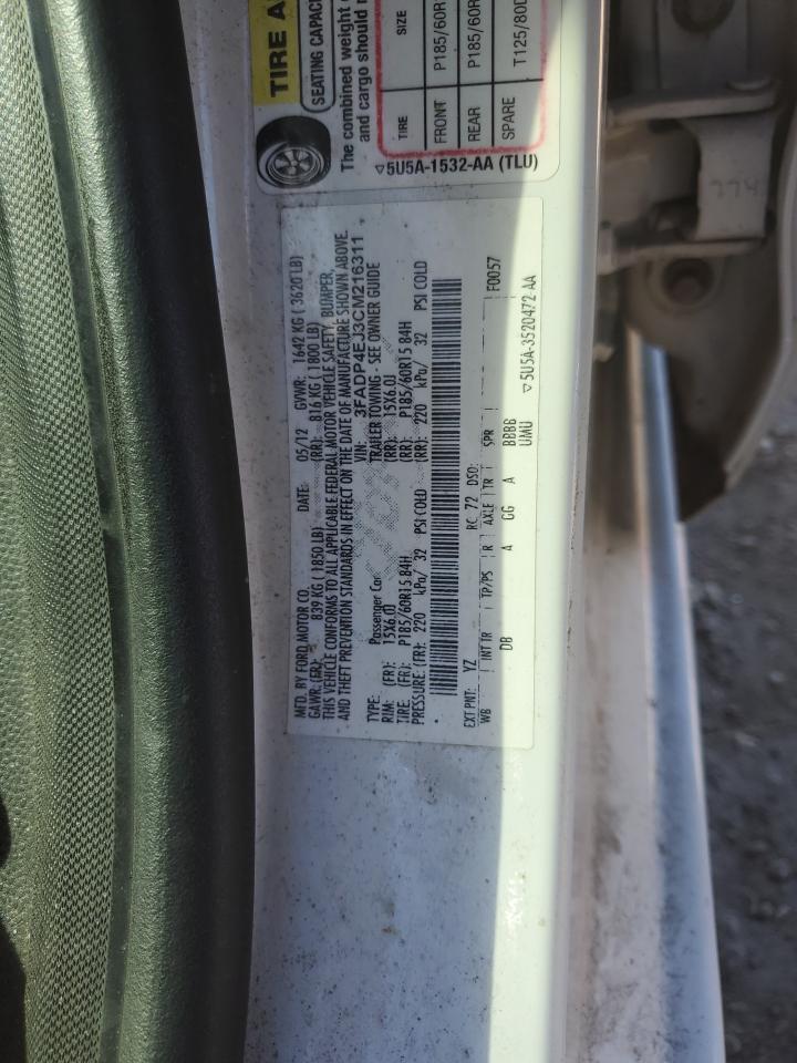 2012 Ford Fiesta Se VIN: 3FADP4EJ3CM216311 Lot: 89478385