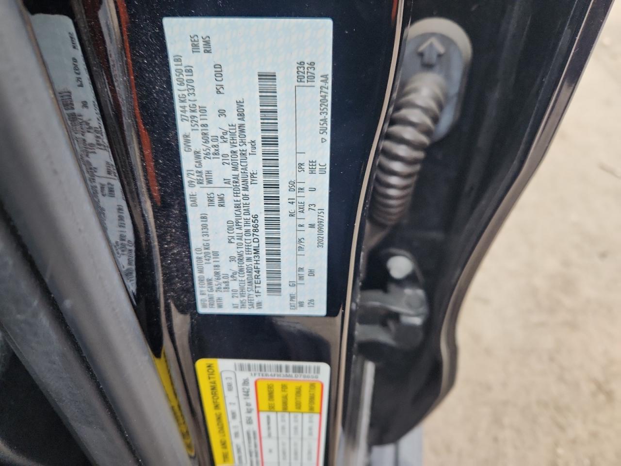 2021 Ford Ranger Xl VIN: 1FTER4FH3MLD78656 Lot: 86151455