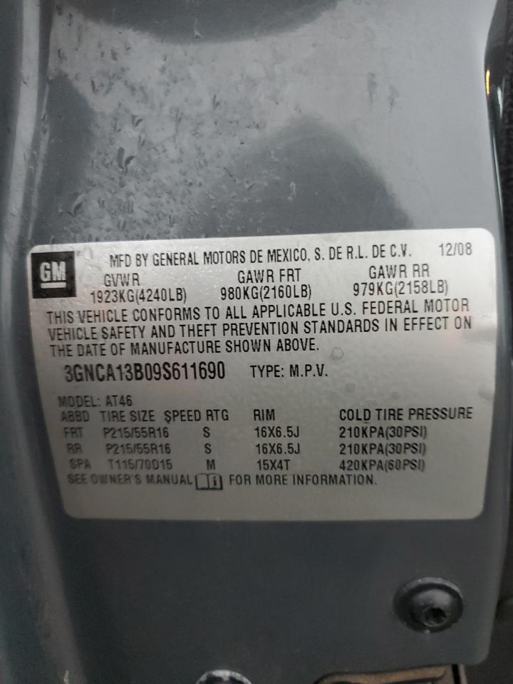 2009 Chevrolet Hhr Ls VIN: 3GNCA13B09S611690 Lot: 90402845