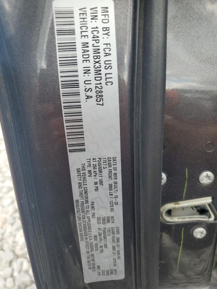 2021 Jeep Cherokee Trailhawk VIN: 1C4PJMBX3MD128857 Lot: 81885905