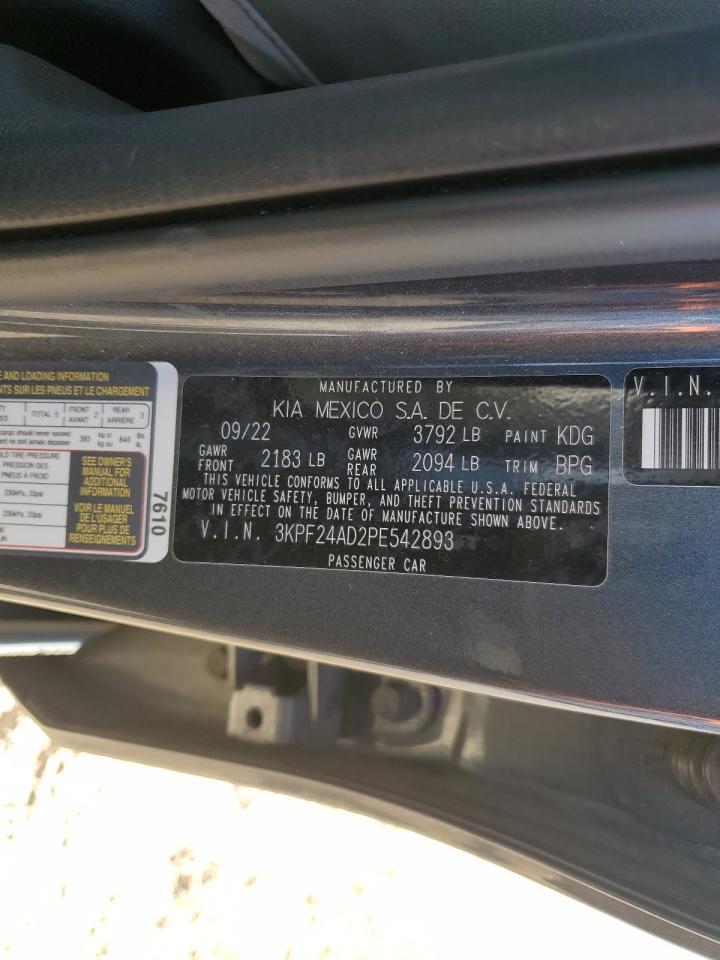 2023 Kia Forte Lx VIN: 3KPF24AD2PE542893 Lot: 89703595