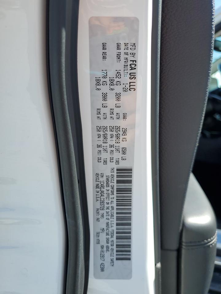 2020 Dodge Durango Sxt VIN: 1C4RDJAG4LC283728 Lot: 85914665