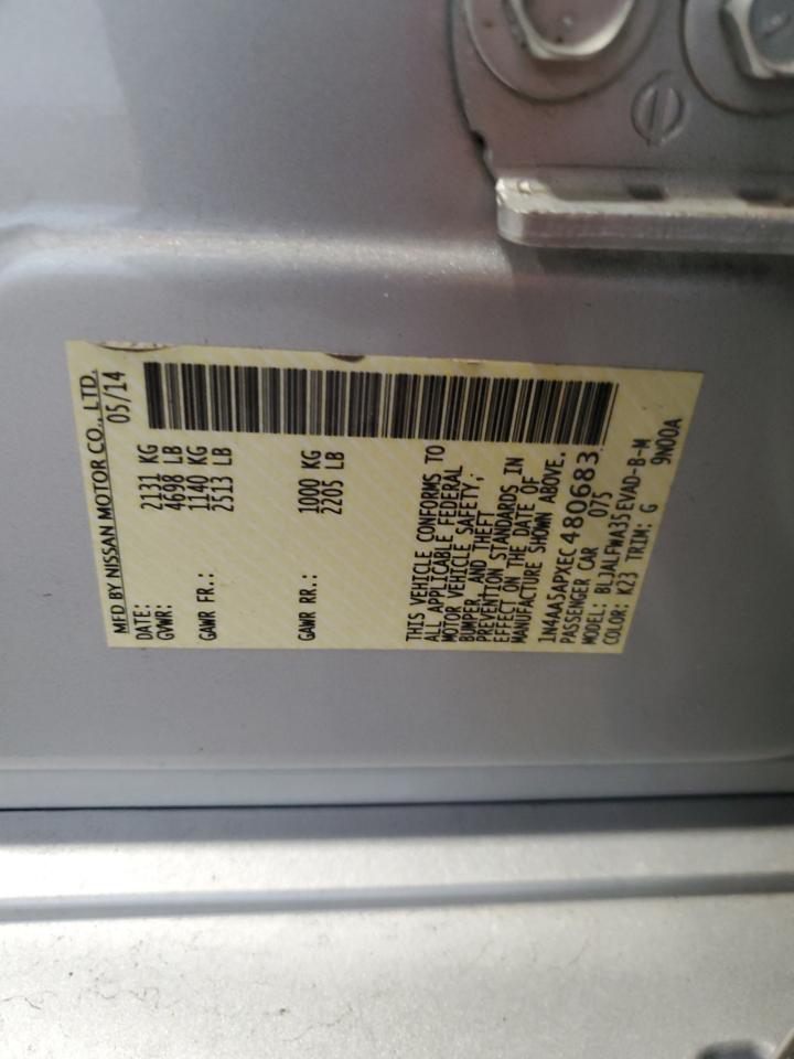 2014 Nissan Maxima S VIN: 1N4AA5APXEC480683 Lot: 85312855