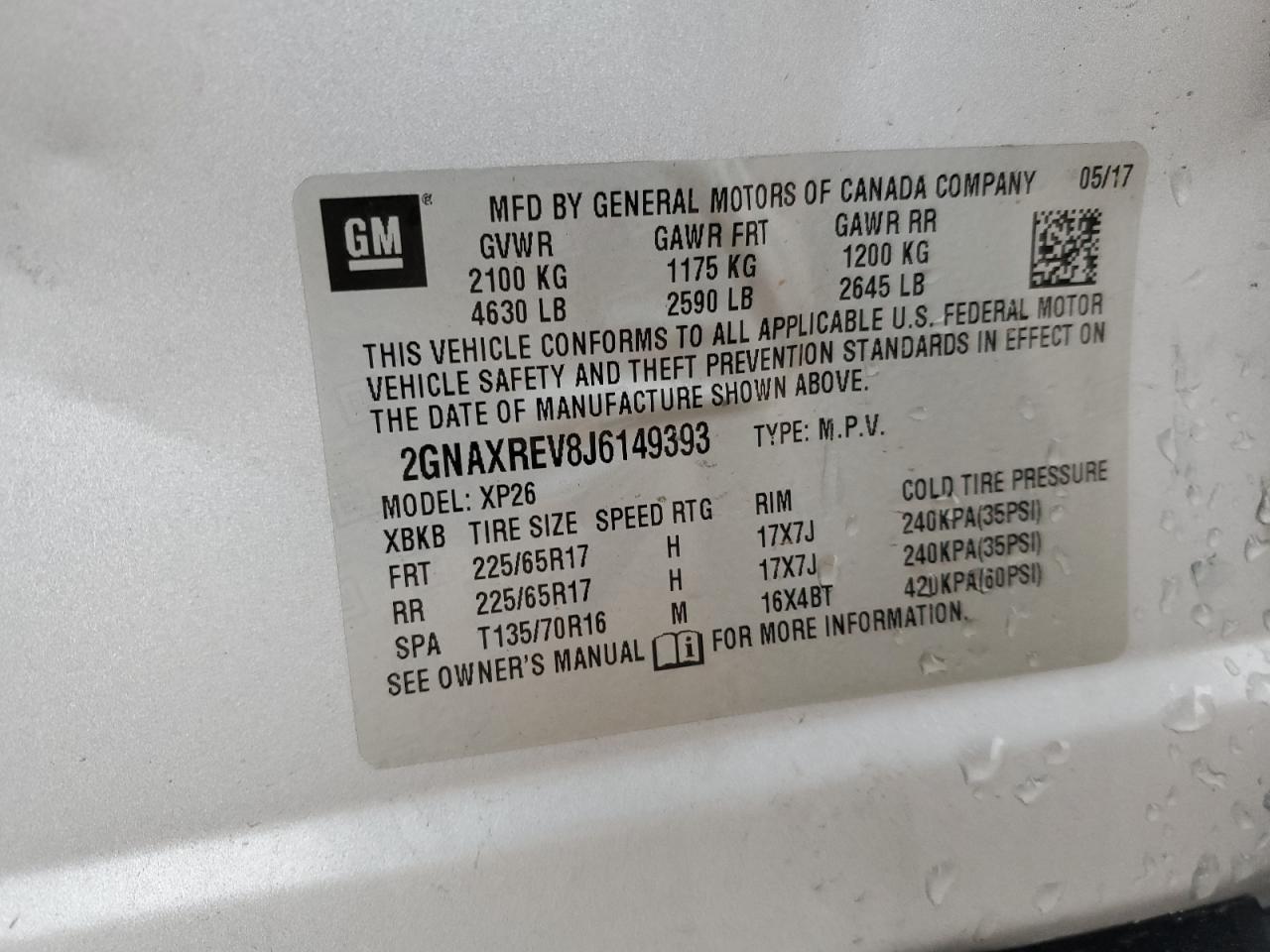 2018 Chevrolet Equinox Ls VIN: 2GNAXREV8J6149393 Lot: 82287395