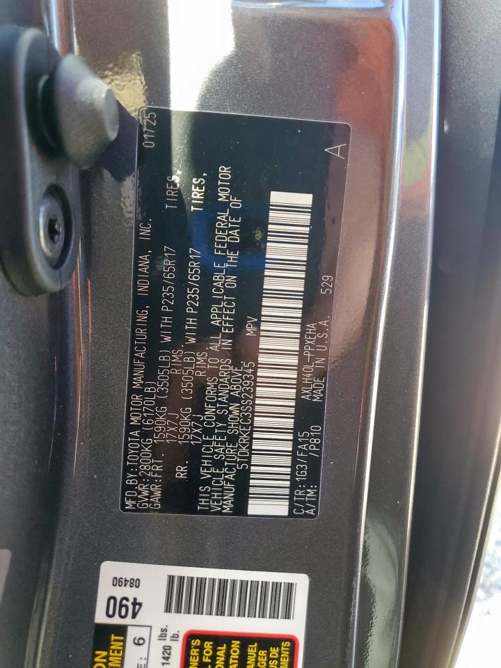 2025 Toyota Sienna Le VIN: 5TDKRKEC3SS239345 Lot: 87226875