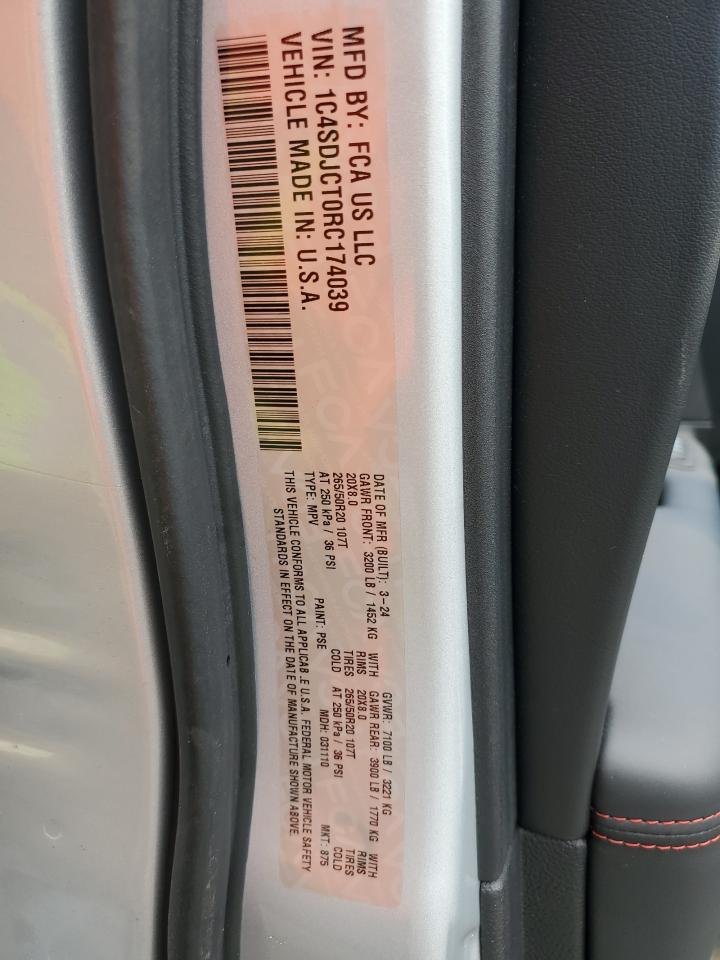 2024 Dodge Durango R/ VIN: 1C4SDJCT0RC174039 Lot: 83752825