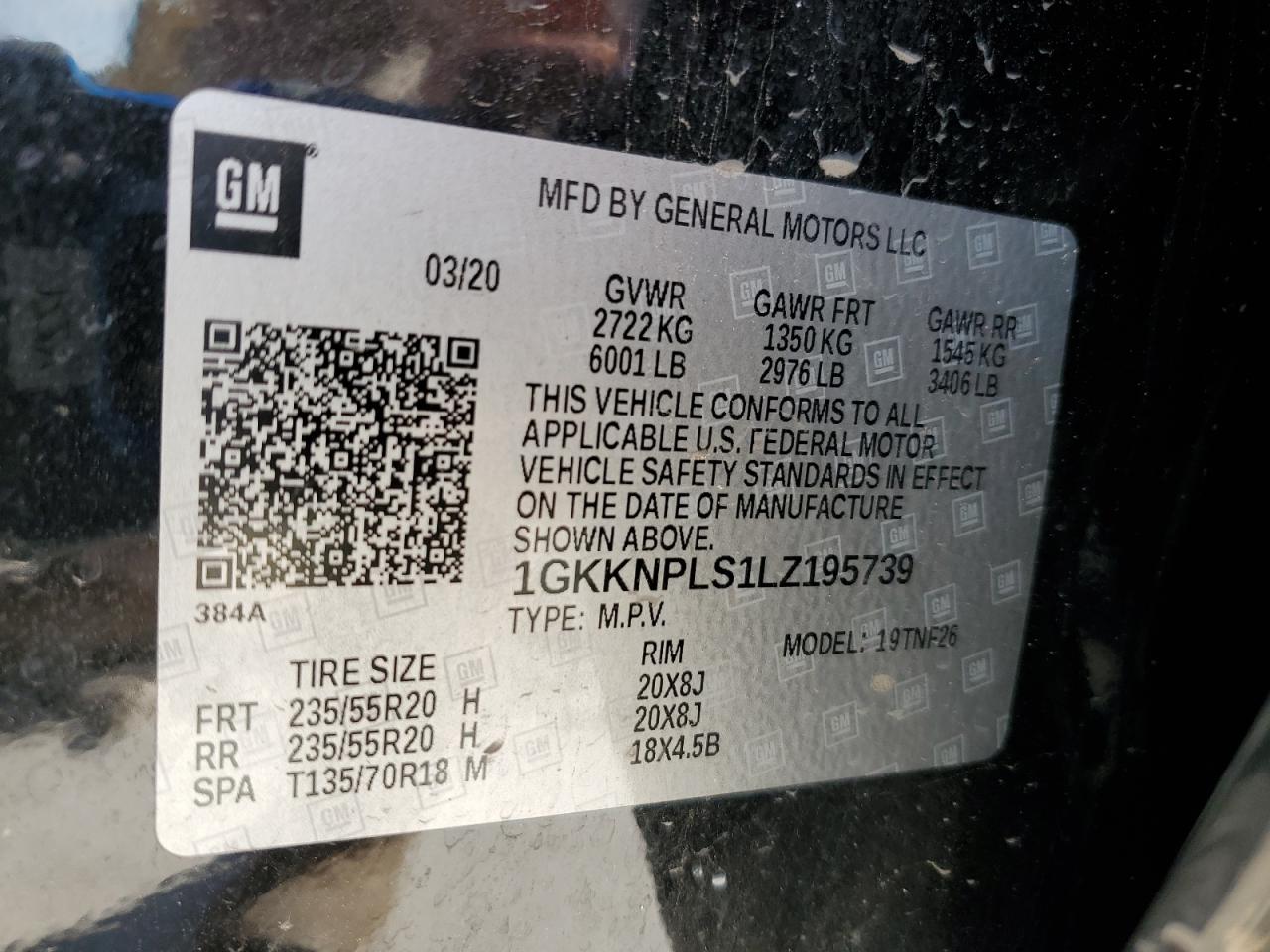 2020 GMC Acadia Denali VIN: 1GKKNPLS1LZ195739 Lot: 90085305