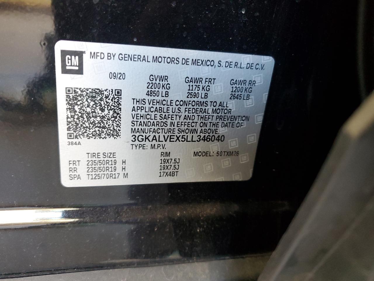2020 GMC Terrain Slt VIN: 3GKALVEX5LL346040 Lot: 86296305