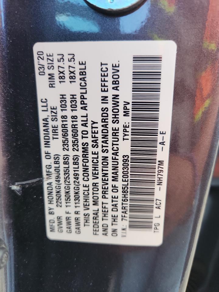 2020 Honda Cr-V Exl VIN: 7FART6H85LE003093 Lot: 84062485