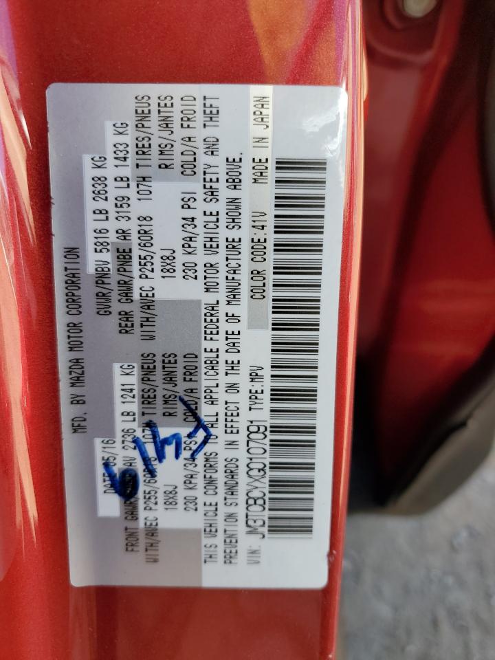 2016 Mazda Cx-9 Touring VIN: JM3TCBCYXG0107091 Lot: 86695495