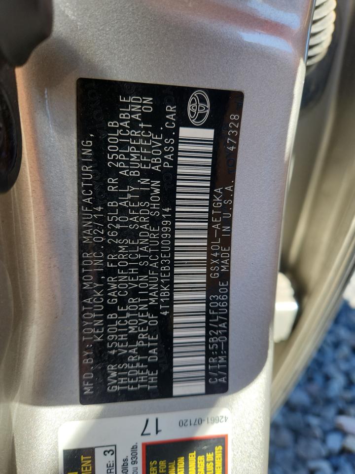 2014 Toyota Avalon Base VIN: 4T1BK1EB3EU099914 Lot: 89845015