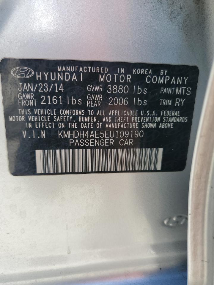 2014 Hyundai Elantra Se VIN: KMHDH4AE5EU109190 Lot: 84704215