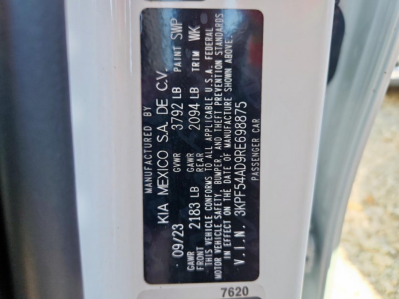 2024 Kia Forte Gt Line VIN: 3KPF54AD9RE698875 Lot: 84988645