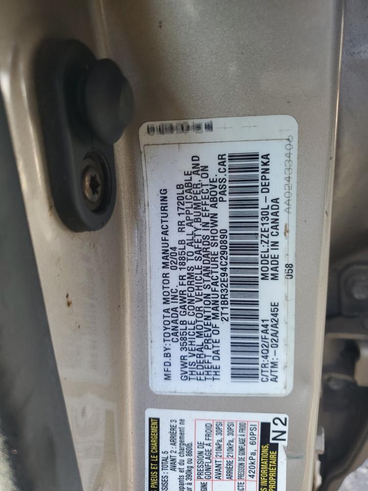 2004 Toyota Corolla Ce VIN: 2T1BR32E94C290890 Lot: 85576245