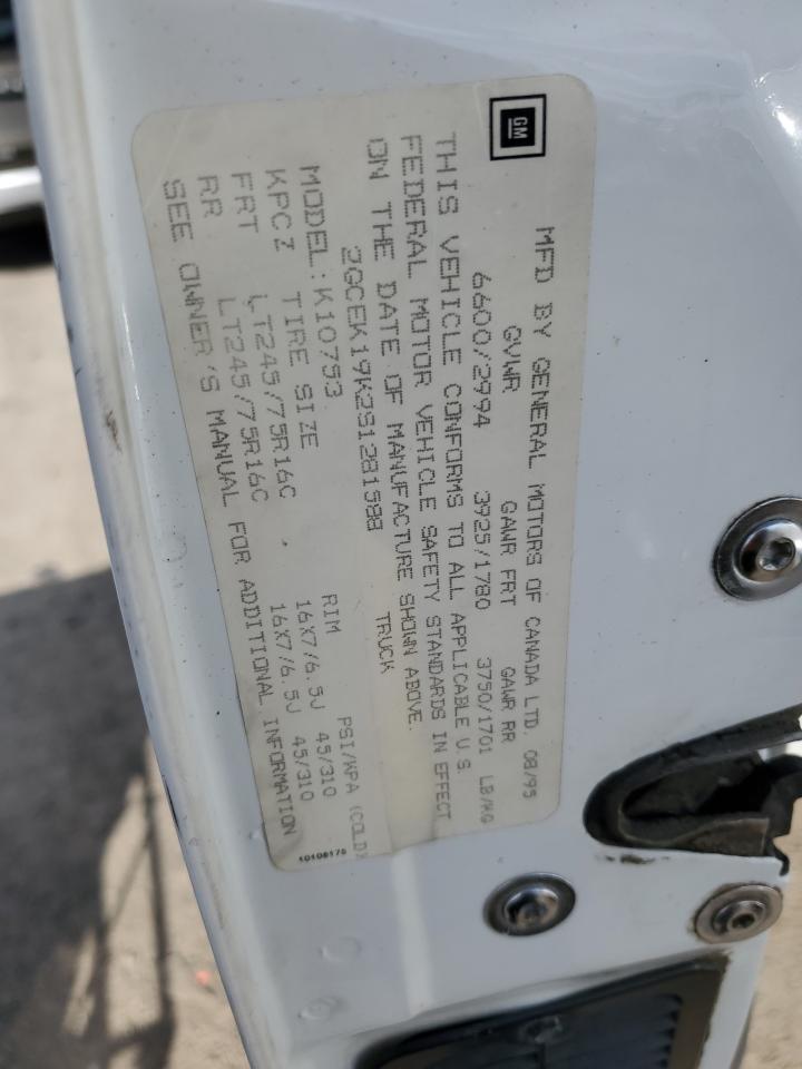 1995 Chevrolet Gmt-400 K1500 VIN: 2GCEK19K2S1281588 Lot: 90812645