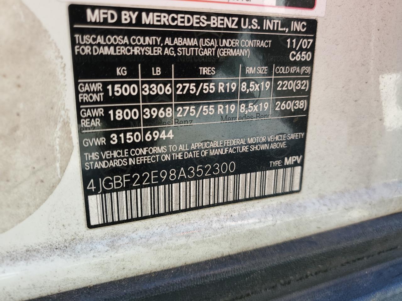 2008 Mercedes-Benz Gl 320 Cdi VIN: 4JGBF22E98A352300 Lot: 90305475