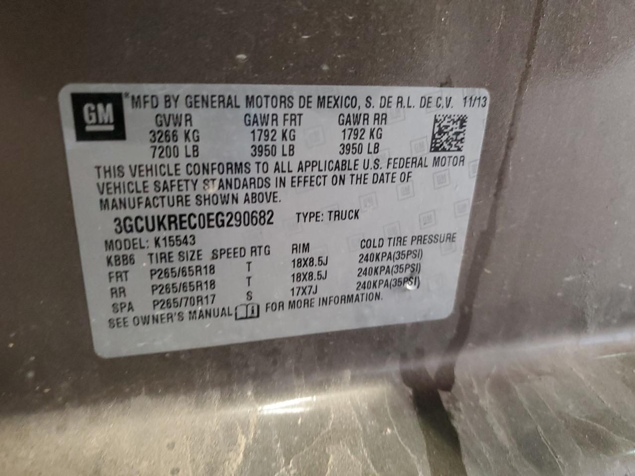 2014 Chevrolet Silverado K1500 Lt VIN: 3GCUKREC0EG290682 Lot: 81919005