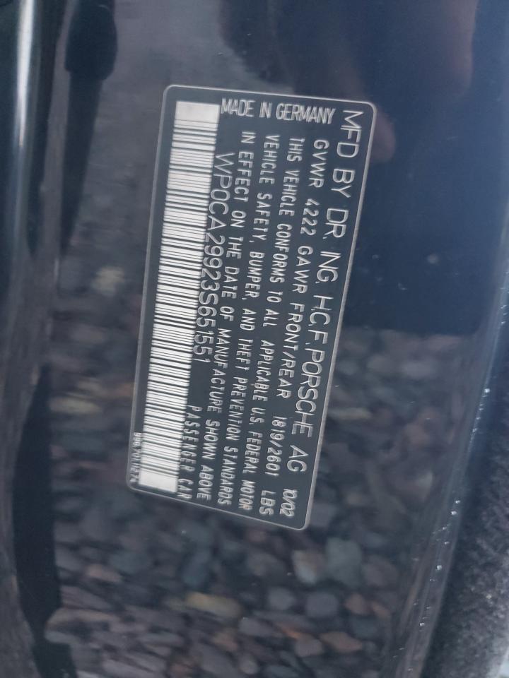 2003 Porsche 911 Carrera 2 VIN: WP0CA29923S651551 Lot: 90681935