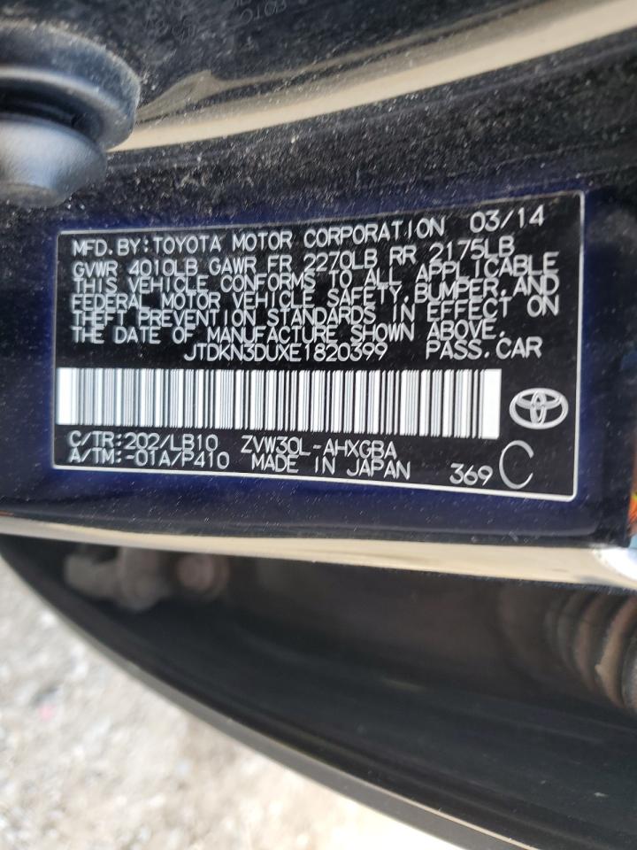 2014 Toyota Prius VIN: JTDKN3DUXE1820399 Lot: 85180825