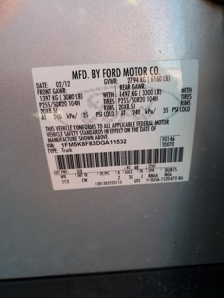 2013 Ford Explorer Limited VIN: 1FM5K8F83DGA11532 Lot: 84959915