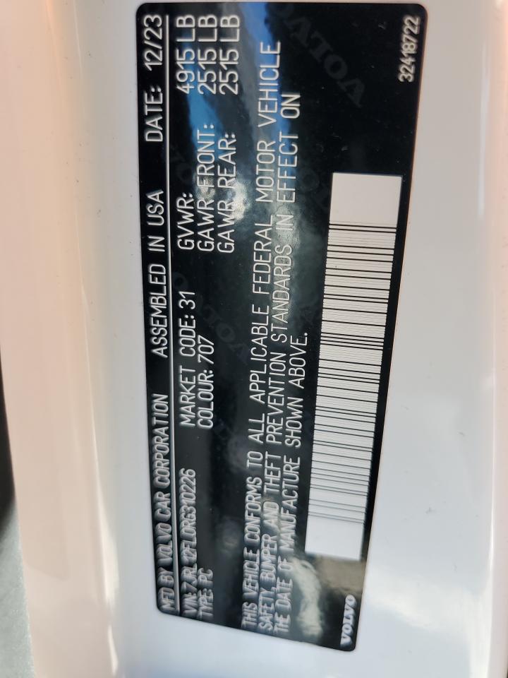 2024 Volvo S60 Plus VIN: 7JRL12FL0RG310226 Lot: 84055985