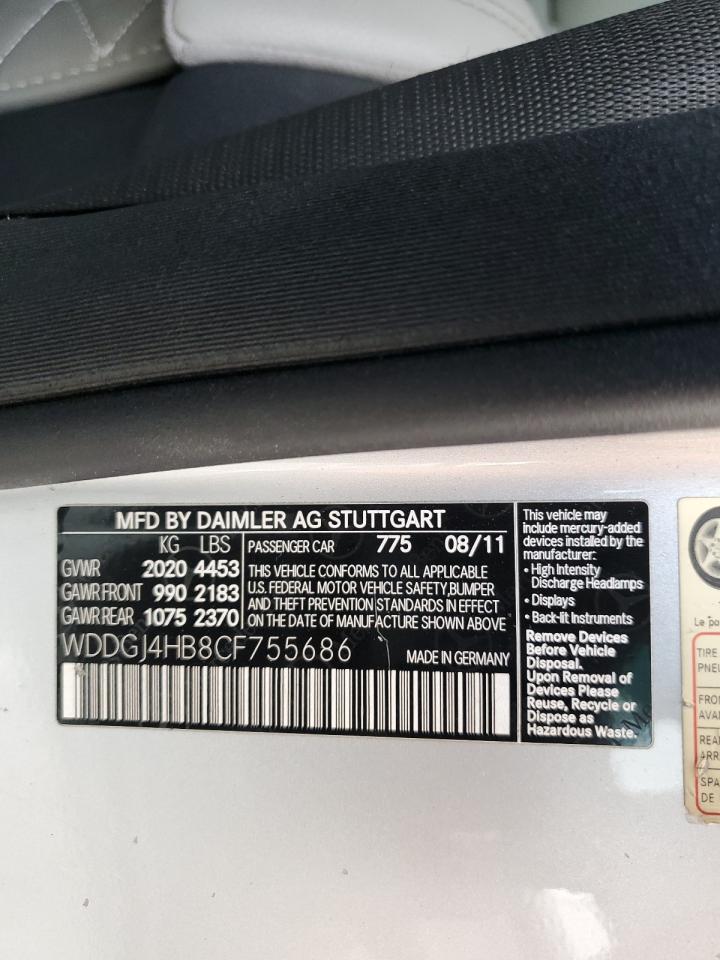 2012 Mercedes-Benz C 250 VIN: WDDGJ4HB8CF755686 Lot: 85531115