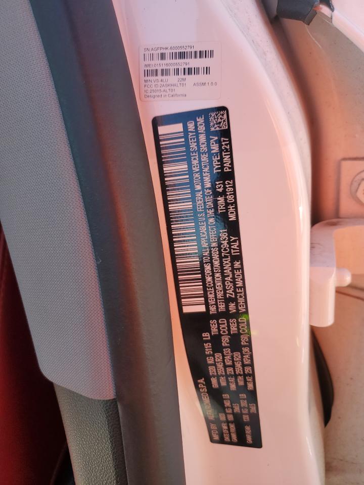 2020 Alfa Romeo Stelvio VIN: ZASPAJANXL7C94361 Lot: 86512795