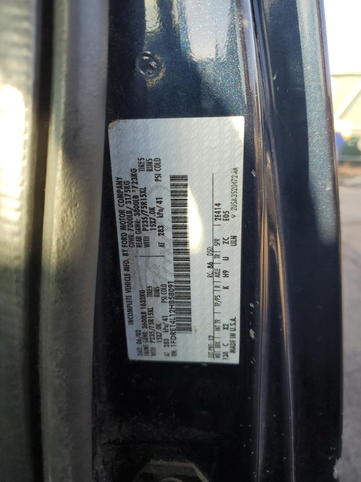 2002 Ford Econoline E150 Van VIN: 1FDRE14L12HB58091 Lot: 89530095