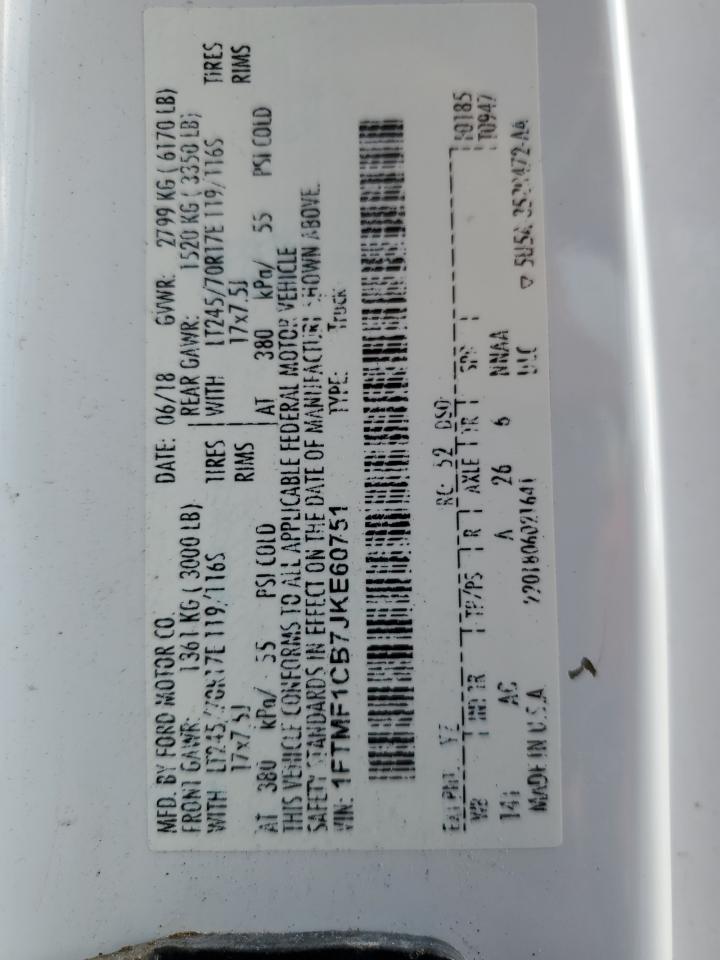 2018 Ford F150 VIN: 1FTMF1CB7JKE60751 Lot: 86878625