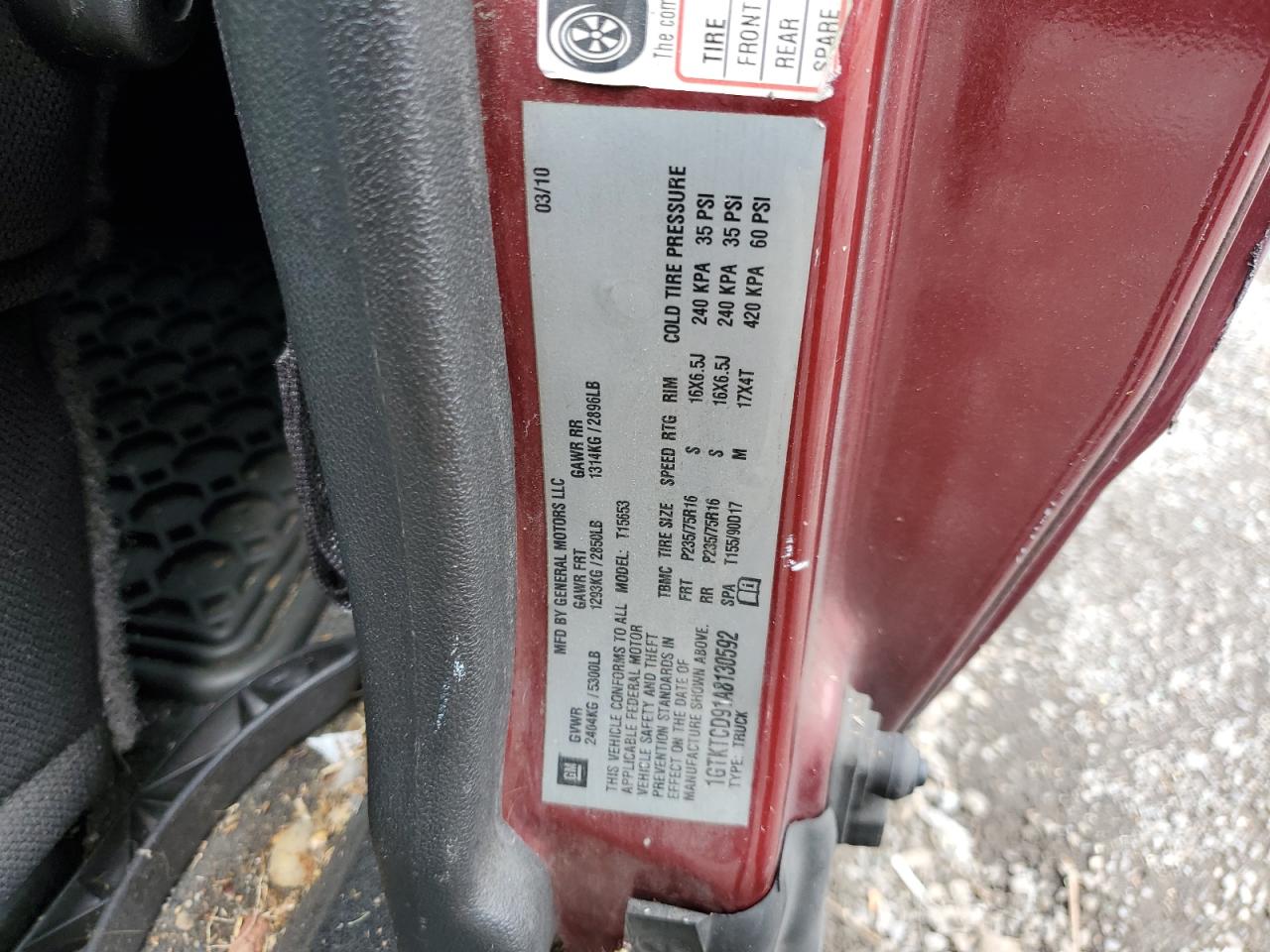 2010 GMC Canyon Sle VIN: 1GTKTCD91A8130592 Lot: 82250315