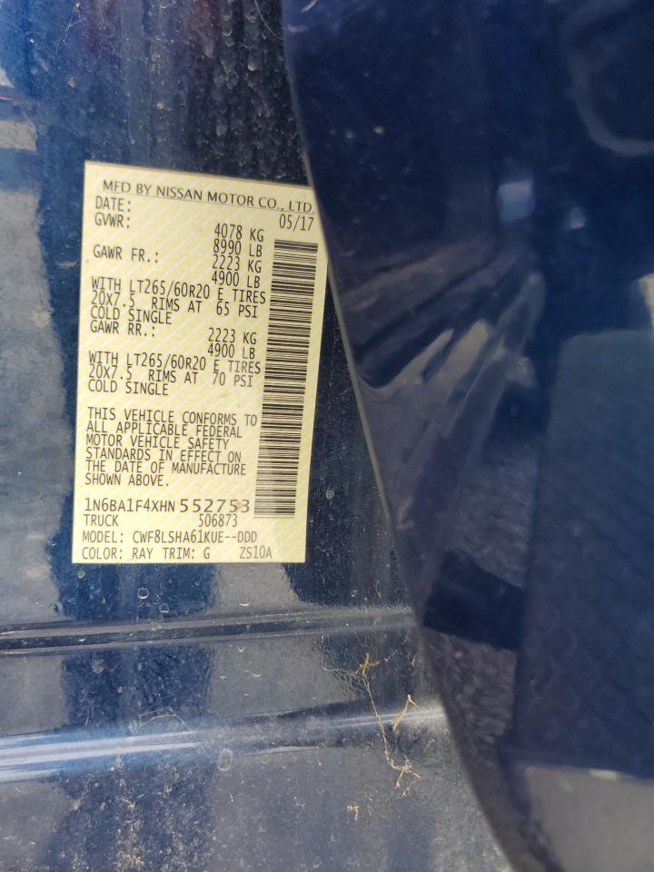 2017 Nissan Titan Xd Sl VIN: 1N6BA1F4XHN552753 Lot: 85724745