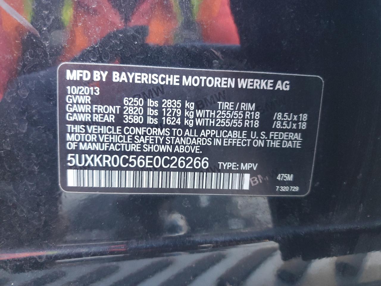 2014 BMW X5 xDrive35I VIN: 5UXKR0C56E0C26266 Lot: 85882725